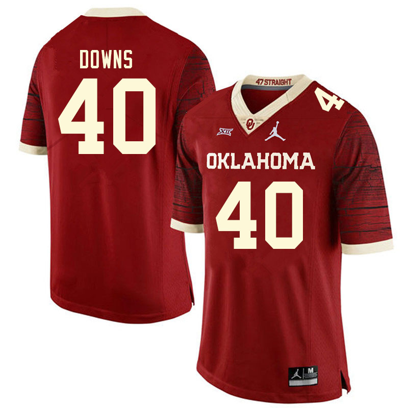 Men #40 Ethan Downs Oklahoma Sooners College Football Jerseys Sale-Retro - Click Image to Close
